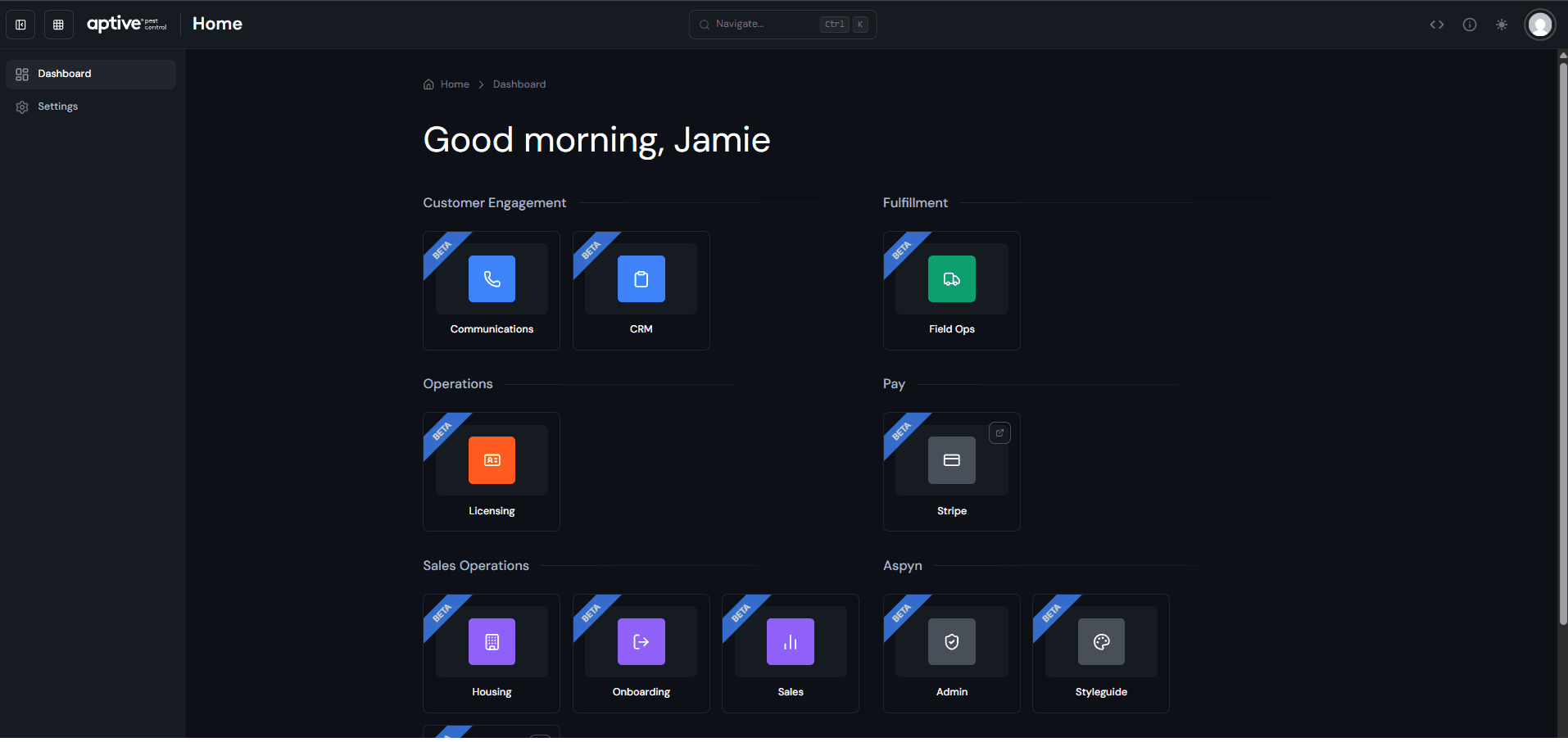Enterprise Management Dashboard - Integrated Business Operations